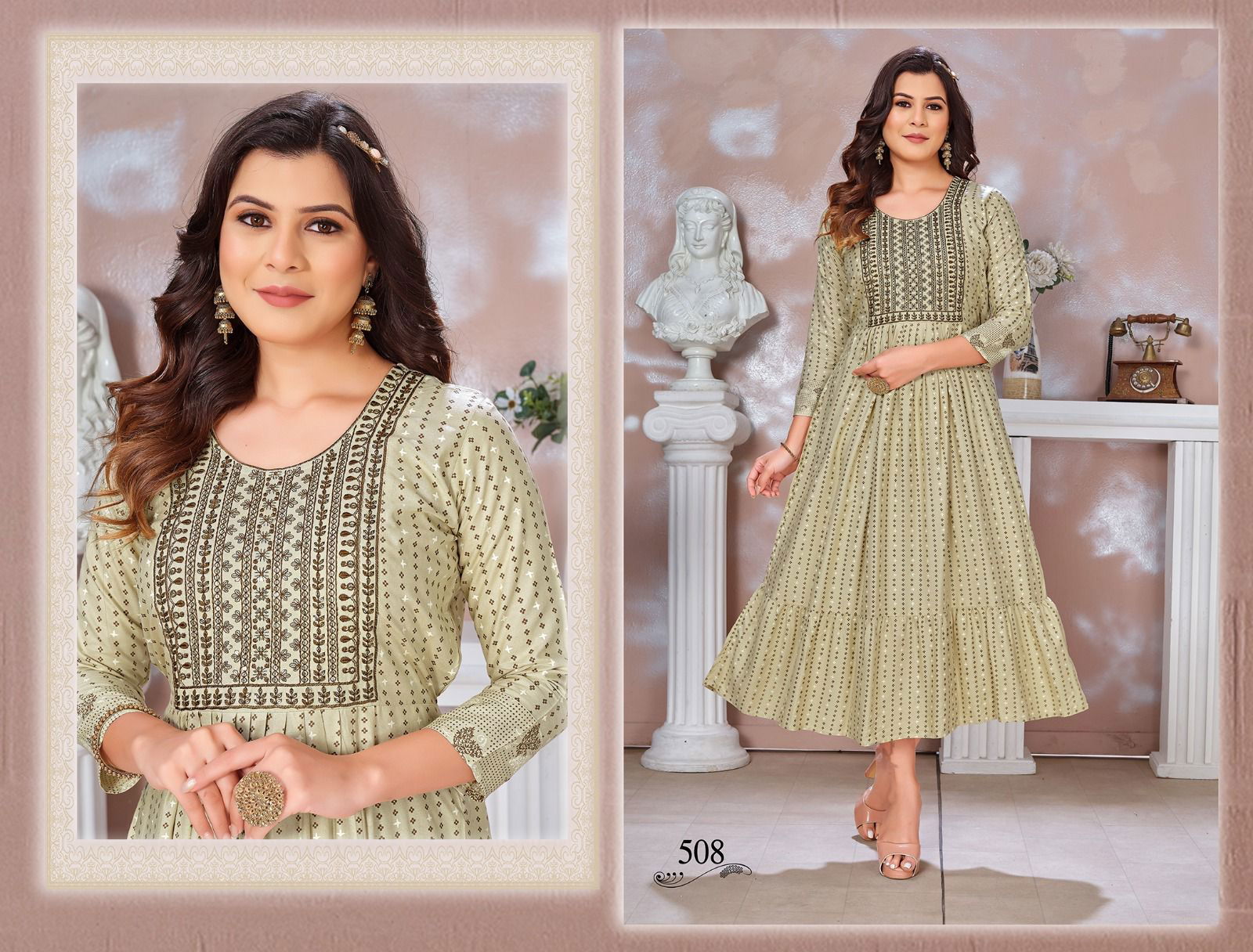 Golden Blessed 3 Printed Long Anarkali Kurtis Catalog
